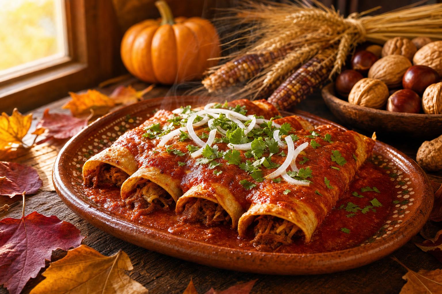 Enchiladas z salsą roja